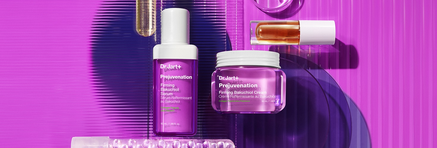 Prejuvenation Serum and Cream formulated with Bakuchiol, a retinol-like alternative for reducing visible lines. 